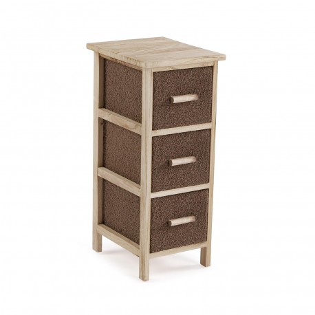 COMMODE ÉTROITE 3 TIROIRS MARRON