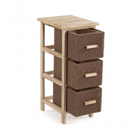 COMMODE ÉTROITE 3 TIROIRS MARRON