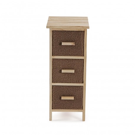 COMMODE ÉTROITE 3 TIROIRS MARRON