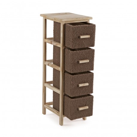 COMMODE ÉTROITE 4 TIROIRS MARRON