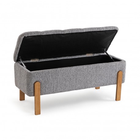 BANC DE LIT TAPISSÉ AVEC RANGEMENT GRIS CLAIR