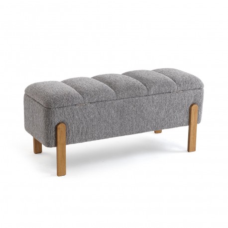 BANC DE LIT TAPISSÉ AVEC RANGEMENT GRIS CLAIR