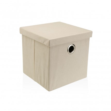 PANIER CARRÉ AVEC COUVERCLE PLIABLE CRÈME