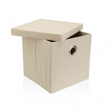 PANIER CARRÉ AVEC COUVERCLE PLIABLE CRÈME