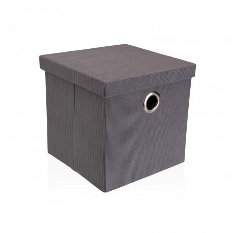 PANIER CARRÉ AVEC COUVERCLE PLIABLE GRIS CLAIR