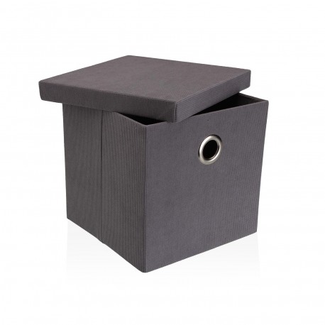 PANIER CARRÉ AVEC COUVERCLE PLIABLE GRIS CLAIR