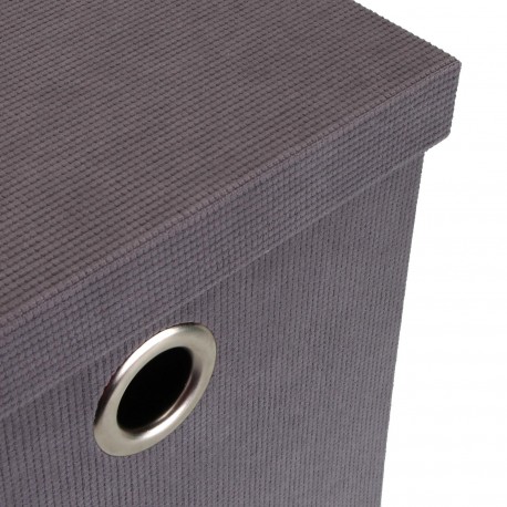 PANIER CARRÉ AVEC COUVERCLE PLIABLE GRIS CLAIR