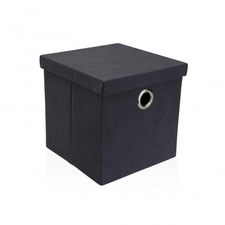 PANIER CARRÉ AVEC COUVERCLE PLIABLE GRIS FONCÉ