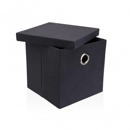 PANIER CARRÉ AVEC COUVERCLE PLIABLE GRIS FONCÉ