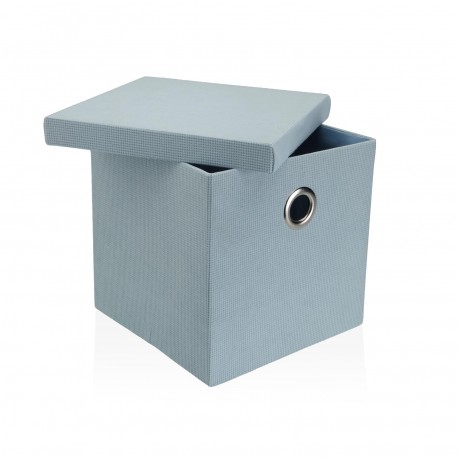 PANIER CARRÉ AVEC COUVERCLE PLIABLE BLEU