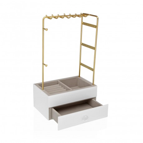 BOÎTE À BIJOUX MÉTAL DORÉ BASE BOIS BLANC