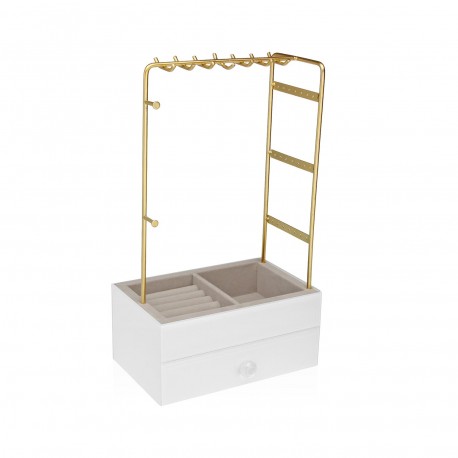 BOÎTE À BIJOUX MÉTAL DORÉ BASE BOIS BLANC
