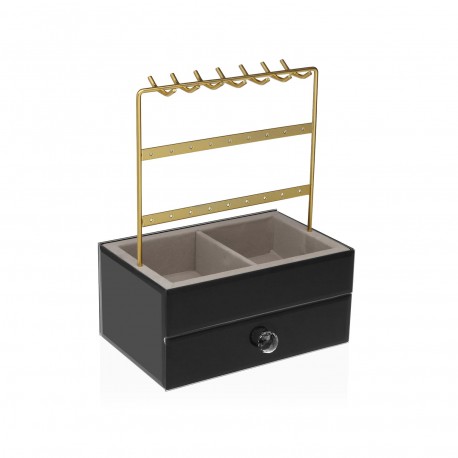 BOÎTE À BIJOUX MÉTAL DORÉ BASE BOIS NOIR