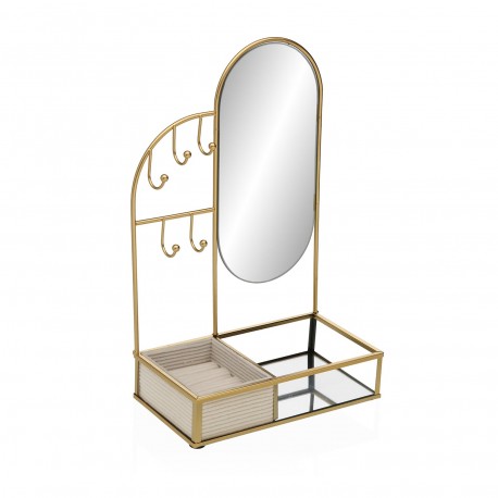 BOÎTE À BIJOUX MIROIR LATÉRAL BASE VERRE