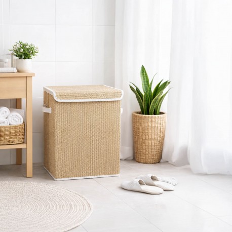 PANIER LINGE PLIABLE BORDURE BLANCHE
