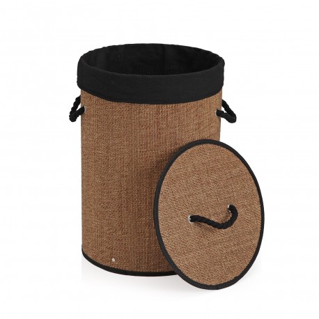 PANIER LINGE ROND PLIABLE BORDURE NOIRE