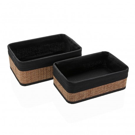 SET 2 PANIERS RECTANGULAIRES NOIRS