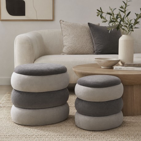 SET 2 POUFS GRIS