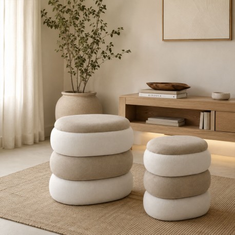 SET 2 POUFS BEIGE