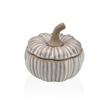 STATUETTE CÉRAMIQUE CITROUILLE STOCKABLE BLANCHE S