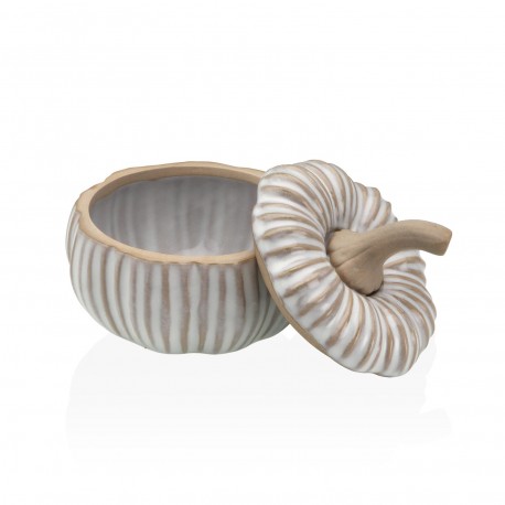STATUETTE CÉRAMIQUE CITROUILLE STOCKABLE BLANCHE S
