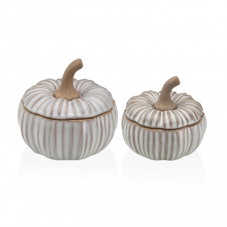 STATUETTE CÉRAMIQUE CITROUILLE STOCKABLE BLANCHE S