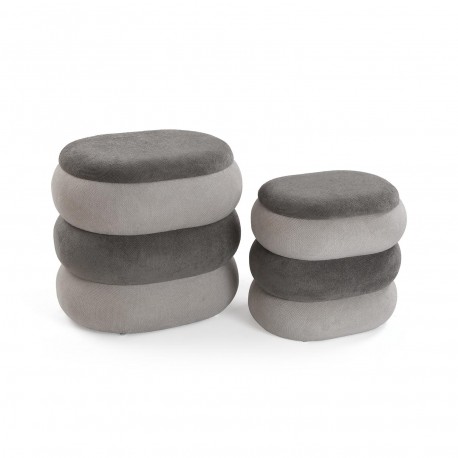 SET 2 POUFS GRIS