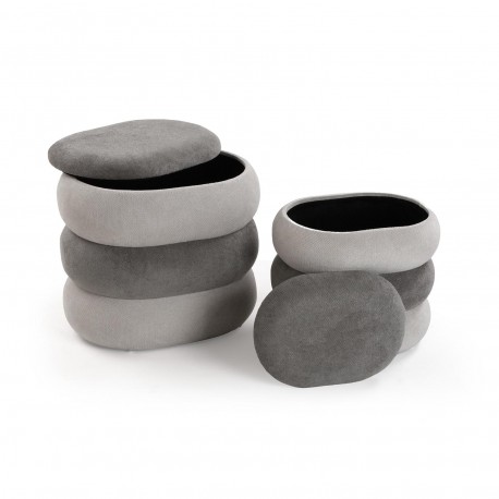 SET 2 POUFS GRIS