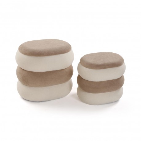 SET 2 POUFS BEIGE