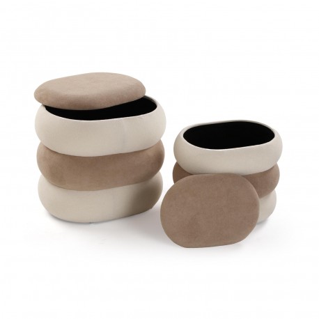 SET 2 POUFS BEIGE