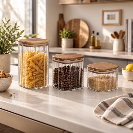 MOYEN BOCAL VERRE COUVERCLE ACACIA